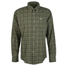 Barbour Pelton Regular Fit Mens Tattersal Olive Green Shirt